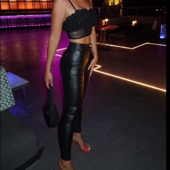 Black Mesh Crop Top - Picture 3 of 5